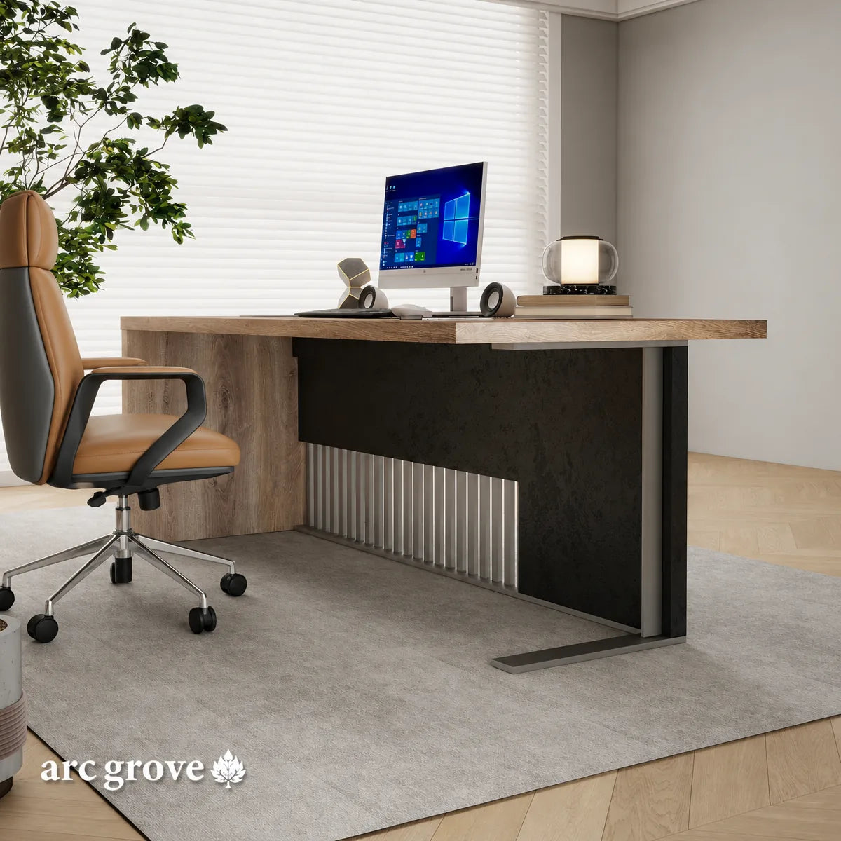 Croft Compact Executive Desk with Cable Management