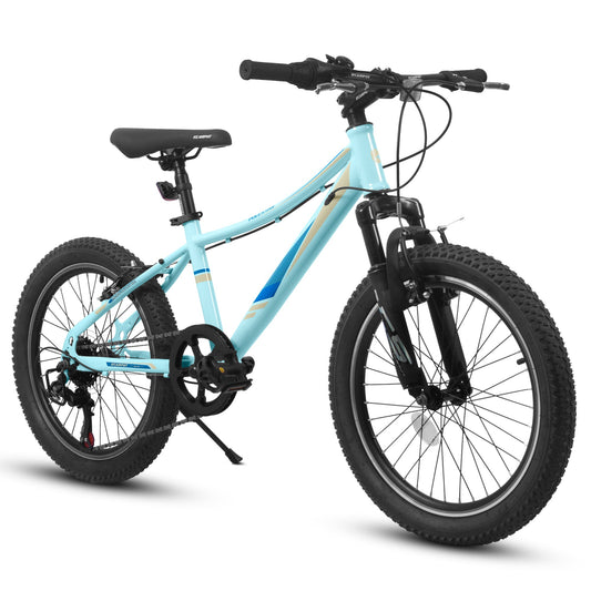 20-Inch Blue Kids' Mountain Bike – 7-Speed Front Suspension