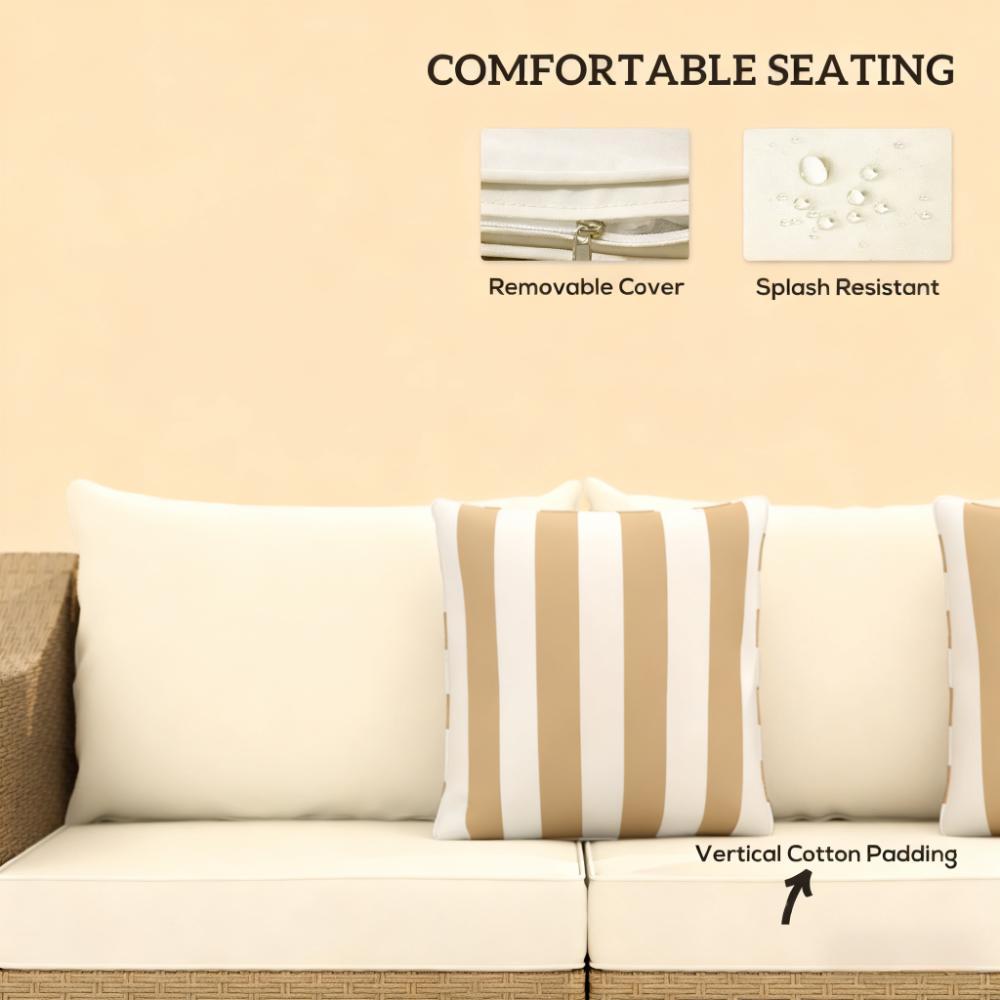Outdoor Rattan Sofa with Cushions & Throw Pillows