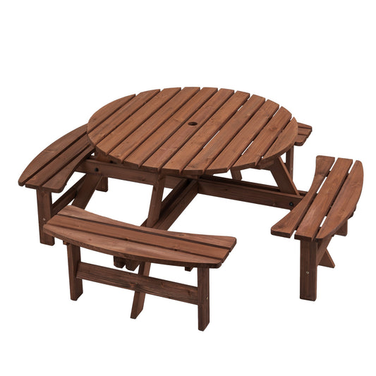 8-Person Wooden Outdoor Picnic Table
