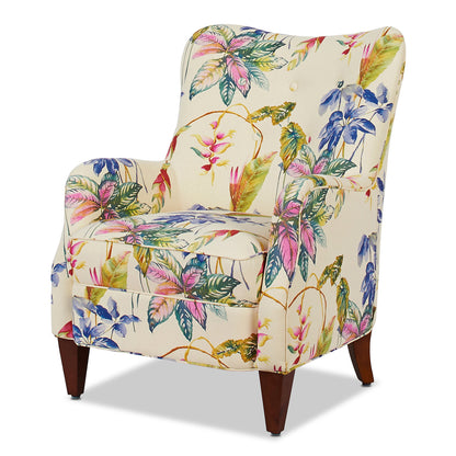 Paradise Upholstered Arm Chair, Off-White Floral, Beige Fabric