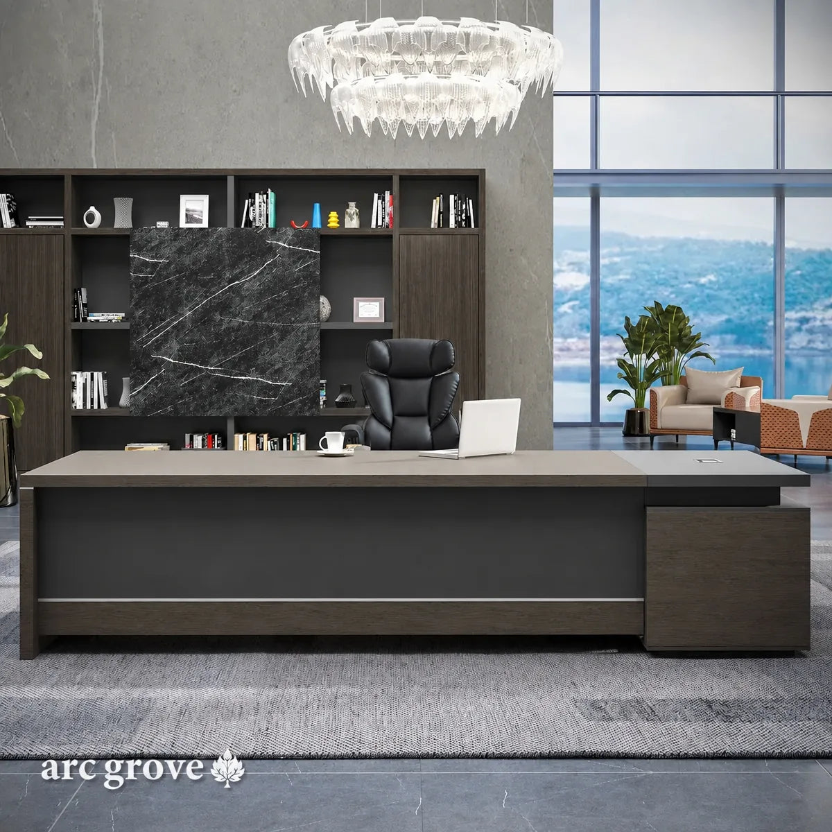 Hershey L-Shaped Executive Desk with Lockable Storage
