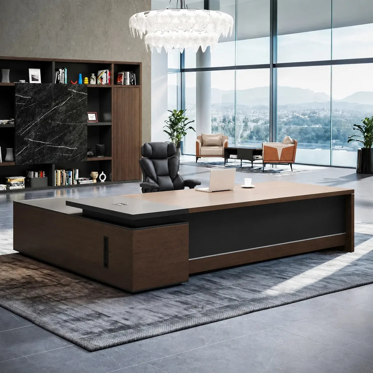 Hershey L-Shaped Executive Desk with Lockable Storage