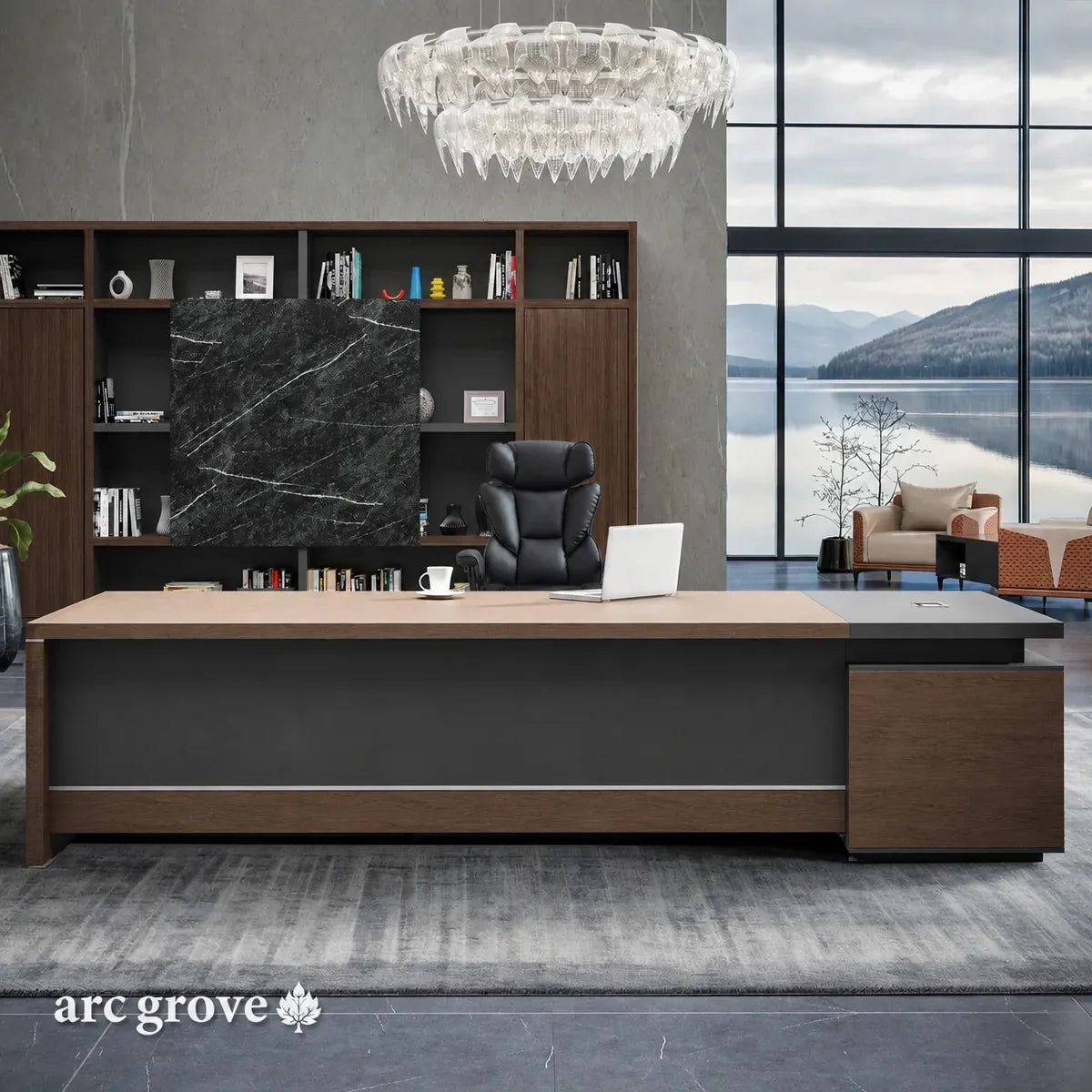 Hershey L-Shaped Executive Desk with Lockable Storage