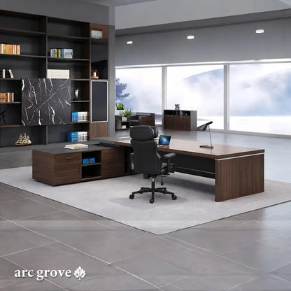 Hershey L-Shaped Executive Desk with Lockable Storage