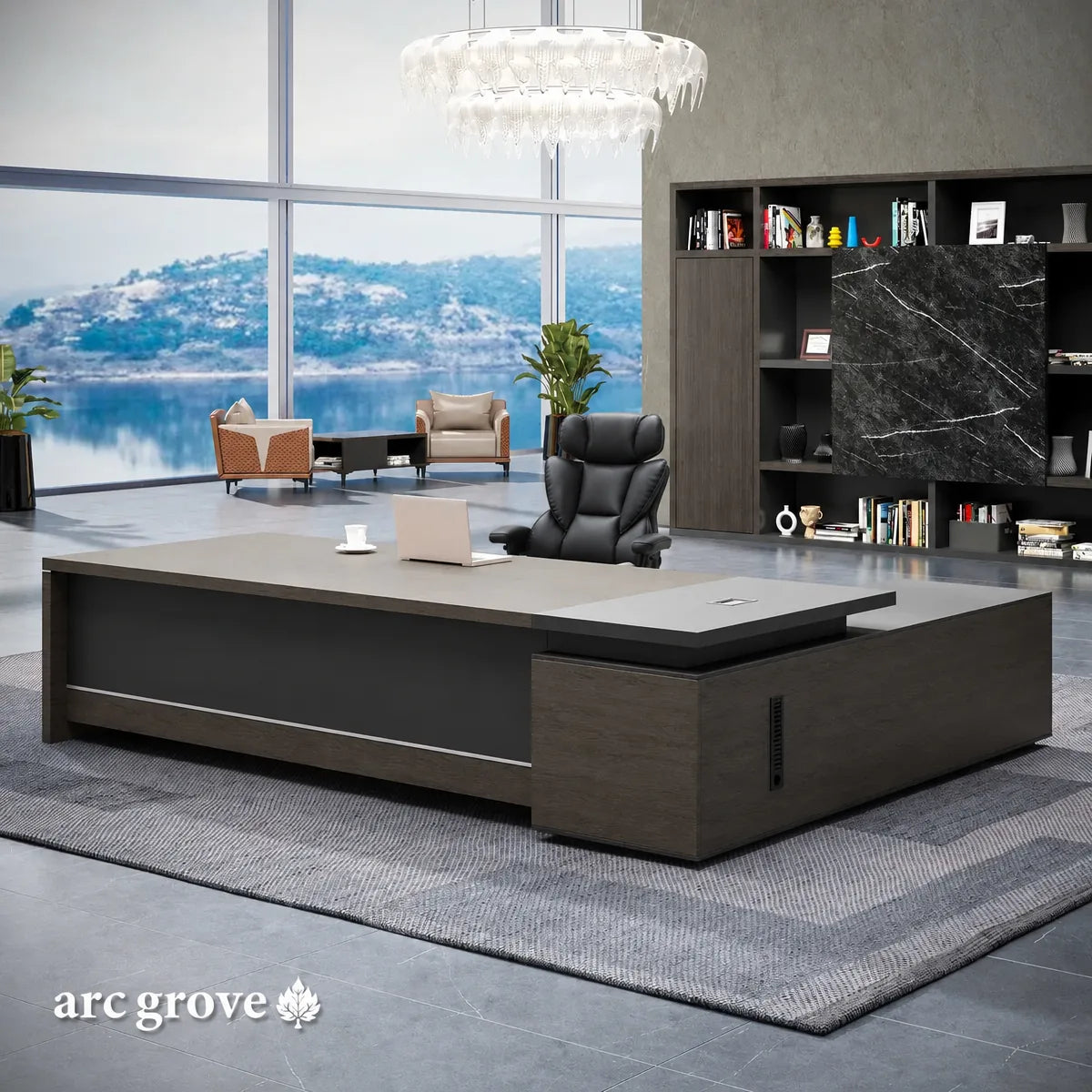 Hershey L-Shaped Executive Desk with Lockable Storage