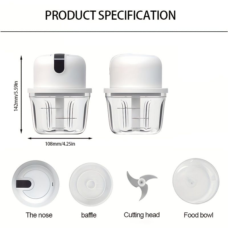 Electric Garlic Chopper Compact Vegetable 350ml
