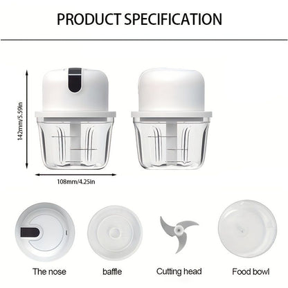 Electric Garlic Chopper Compact Vegetable 350ml