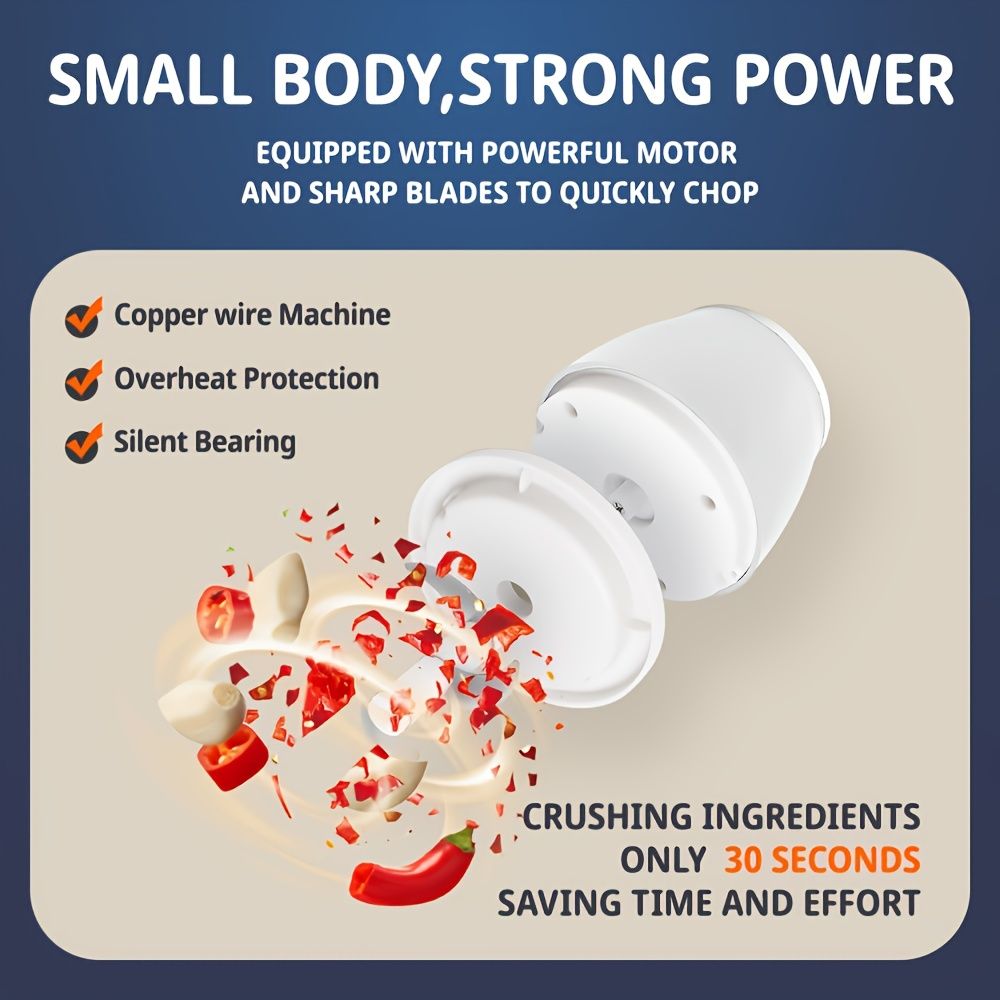 Electric Garlic Chopper Compact Vegetable 350ml
