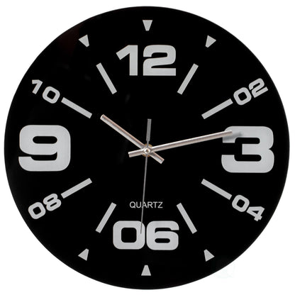 Modern Round Analog Wall Clock Black