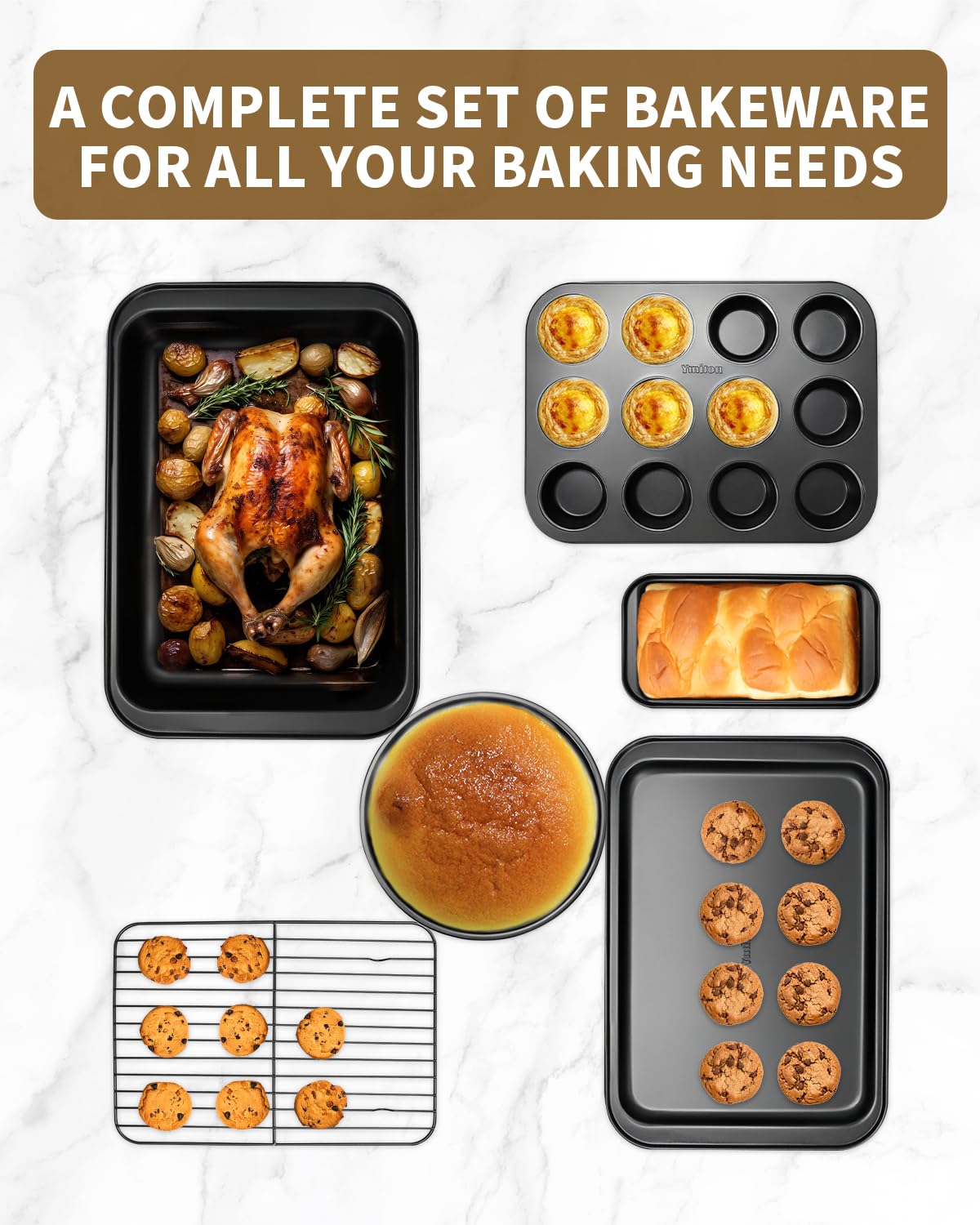 19 Piece Carbon Steel Nonstick Bakeware Set