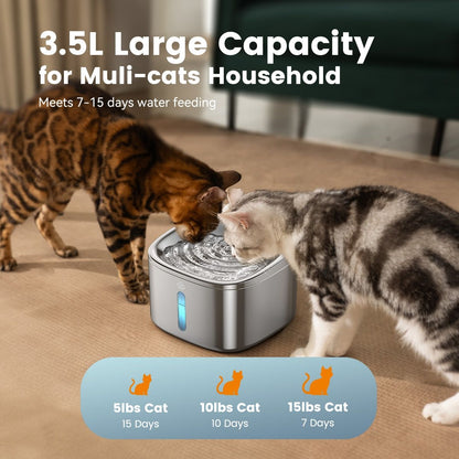 oneisall Stainless Steel Cat Water Fountain PW03SAU