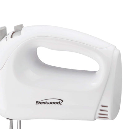 Brentwood 5-Speed White Hand Mixer