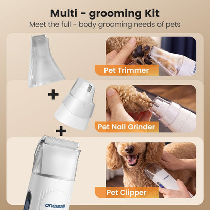 oneisall White Pet Grooming Vacuum Kit LM2