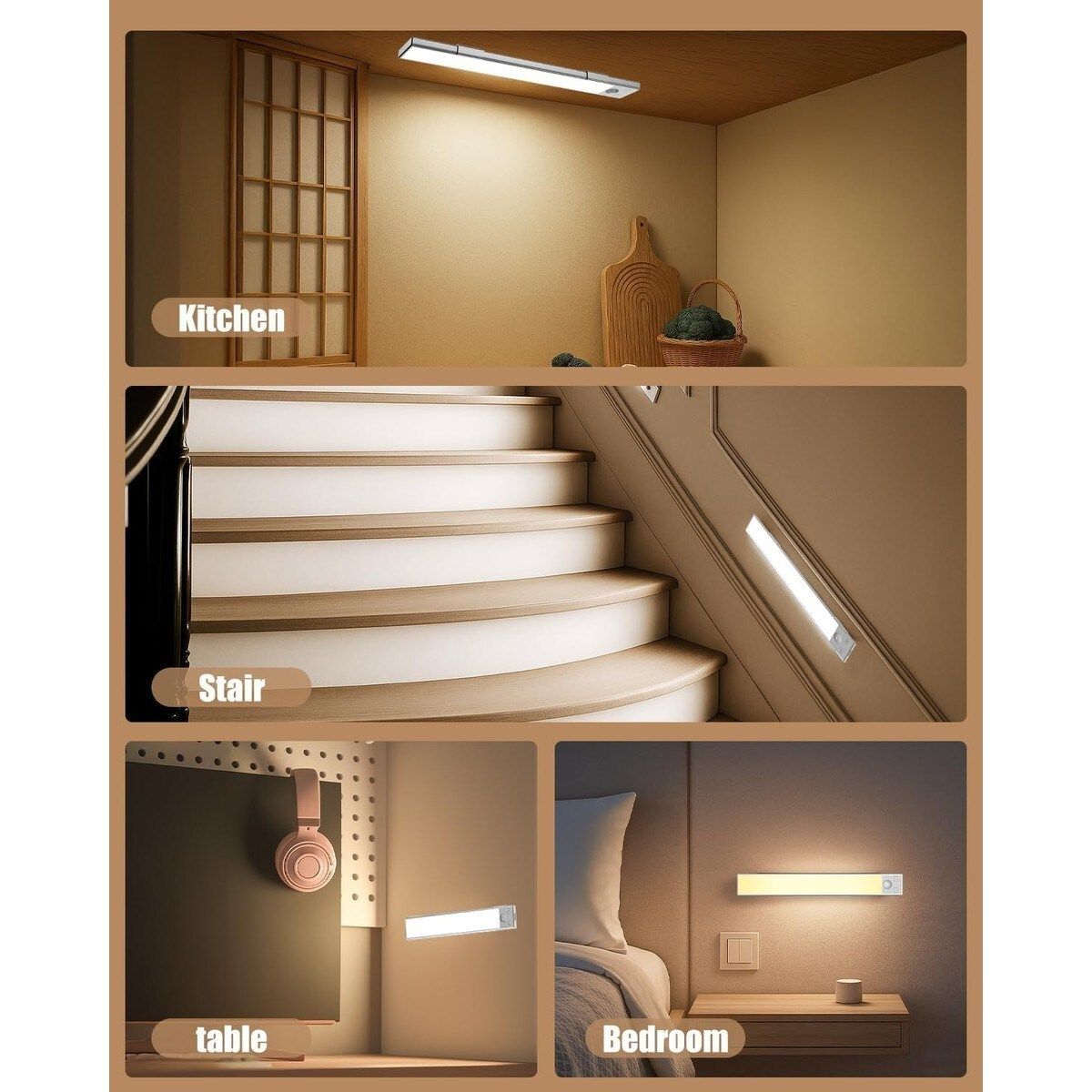 ZXQJRAQ Motion Sensor Under Cabinet Lights Rechargeable 8 Inch