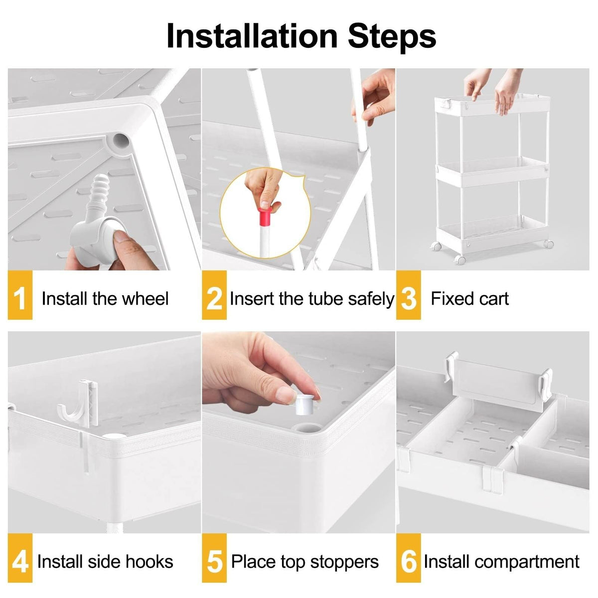 3-Tier Rolling Storage Cart Organizer