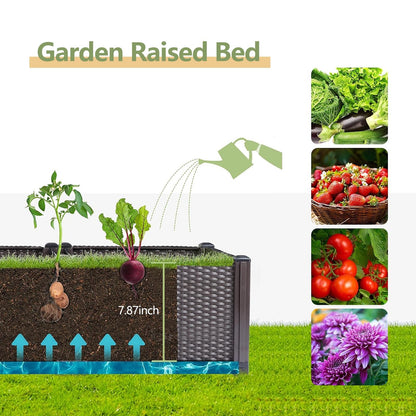63x16x8 In. Self-Watering Raised Garden Bed Planter Box