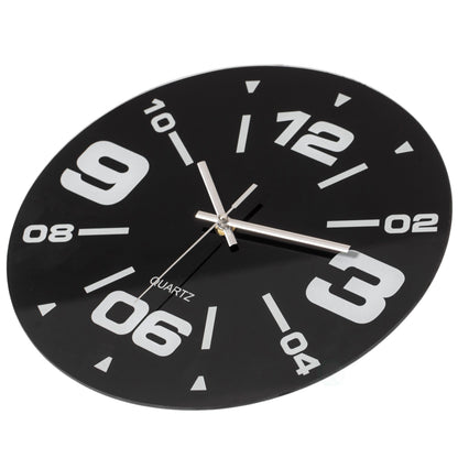Modern Round Analog Wall Clock Black