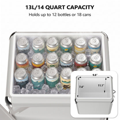 Winado 14 Qt Portable Insulated Ice Chest with Bottle Opener