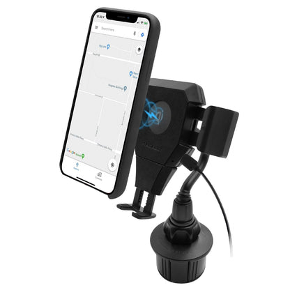 Macally Adjustable Wireless Charging Cup Holder Car Mount MCUPXLQI