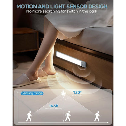 2 Pack 10 Inch Rechargeable Motion Sensor LED Under Cabinet Light