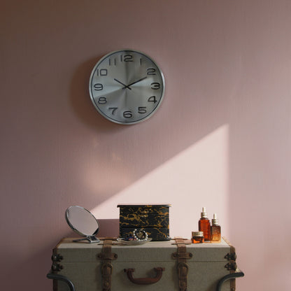 Modern Round Analog Wall Clock Silver
