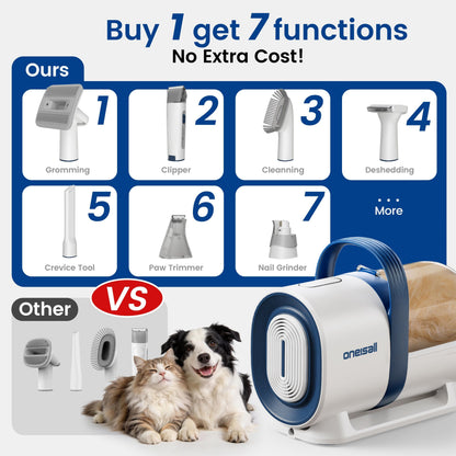 oneisall White Pet Grooming Vacuum Kit LM2