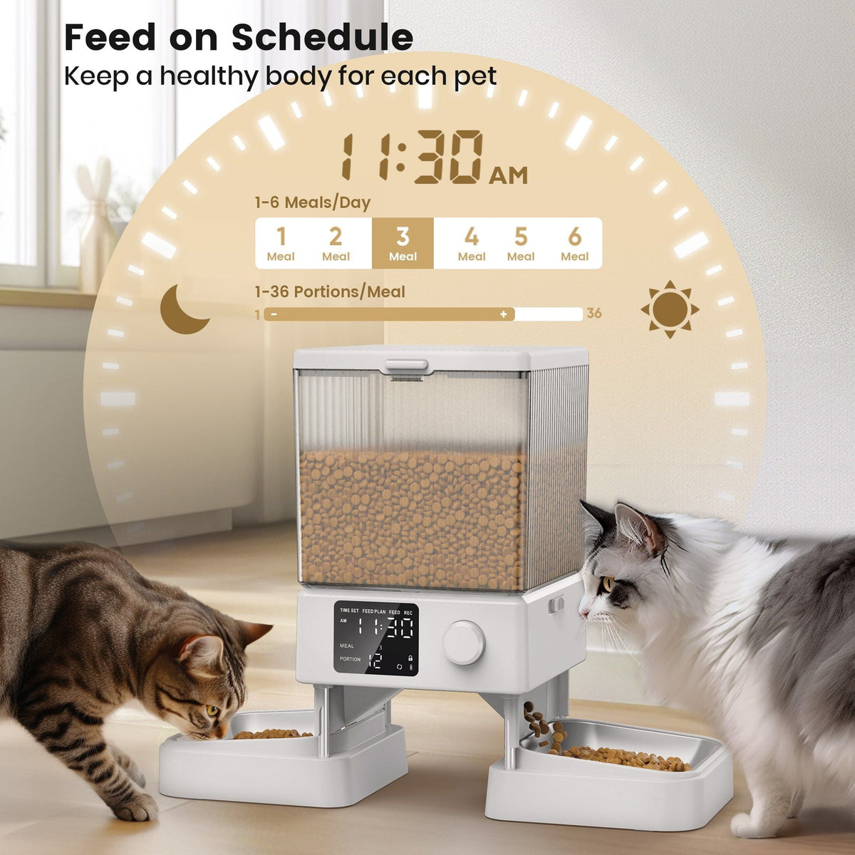 oneisall Automatic Cat Feeder 5L for 2 Pets PF02WAU