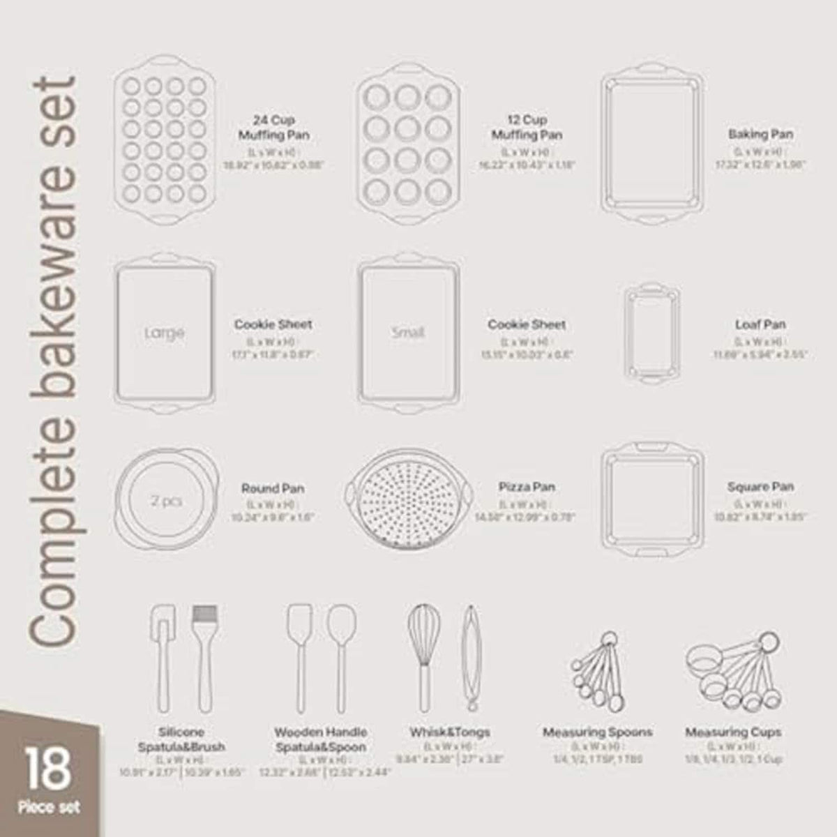 Bakken Swiss 18 Piece Nonstick Carbon Steel Bakeware Set