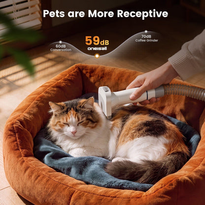 oneisall White Pet Grooming Vacuum Kit LM2