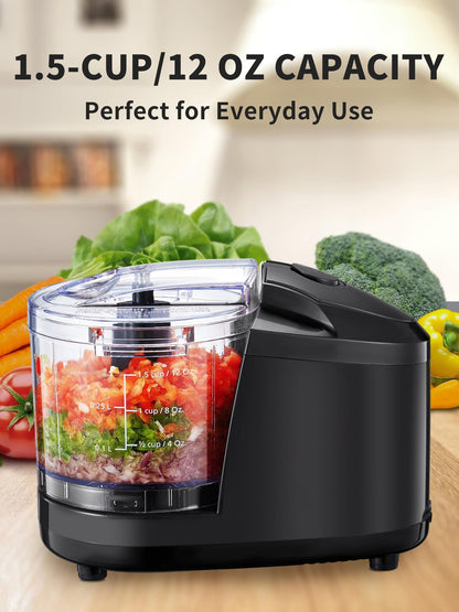 Mini Electric Food Chopper 1.5-Cup 100W Stainless Steel Blade