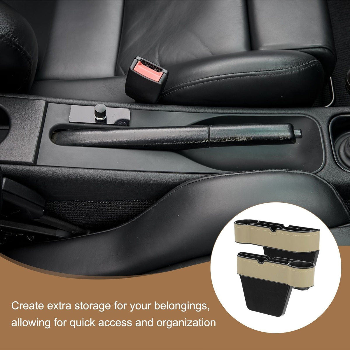 Car Seat Gap Filler Organizer with Cup Holders for Phone Keys