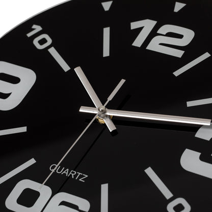Modern Round Analog Wall Clock Black