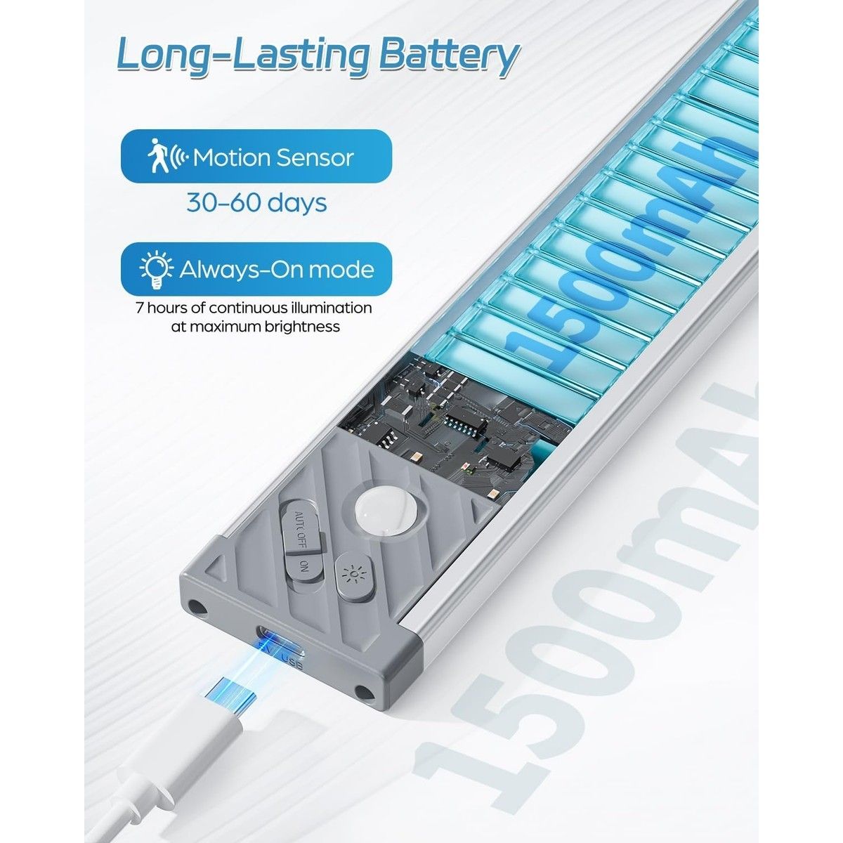 2 Pack 10 Inch Rechargeable Motion Sensor LED Under Cabinet Light