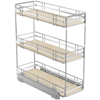 LOVMOR 3-Tier Iron Pull-Out Cabinet Organizer Chrome
