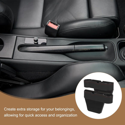 Car Seat Gap Filler Organizer Black ABS+Leather