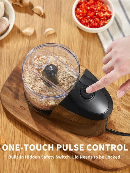 Mini Electric Food Chopper 1.5-Cup 100W Stainless Steel Blade