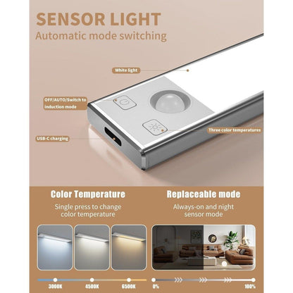 ZXQJRAQ Motion Sensor Under Cabinet Lights Rechargeable 8 Inch