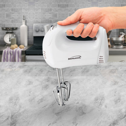 Brentwood 5-Speed White Hand Mixer
