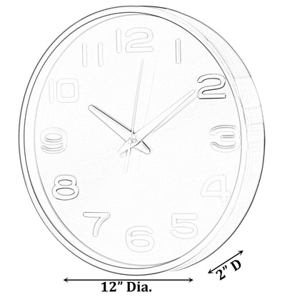 Modern Round Analog Wall Clock Silver
