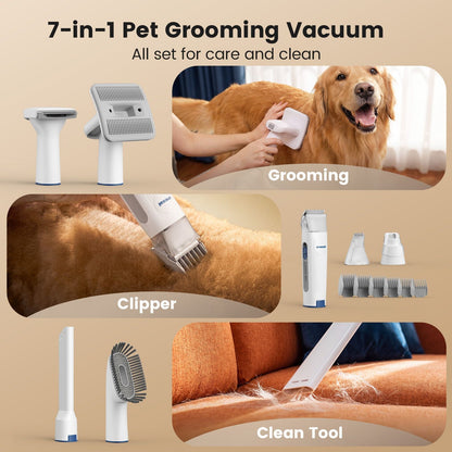 oneisall White Pet Grooming Vacuum Kit LM2
