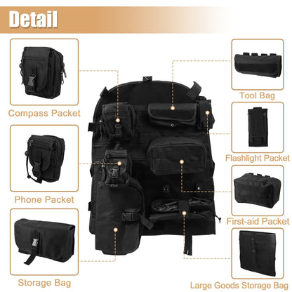 Car Front Seat Back Organizer Storage Bag 7 Pocket for Jeep Wrangler JK JL