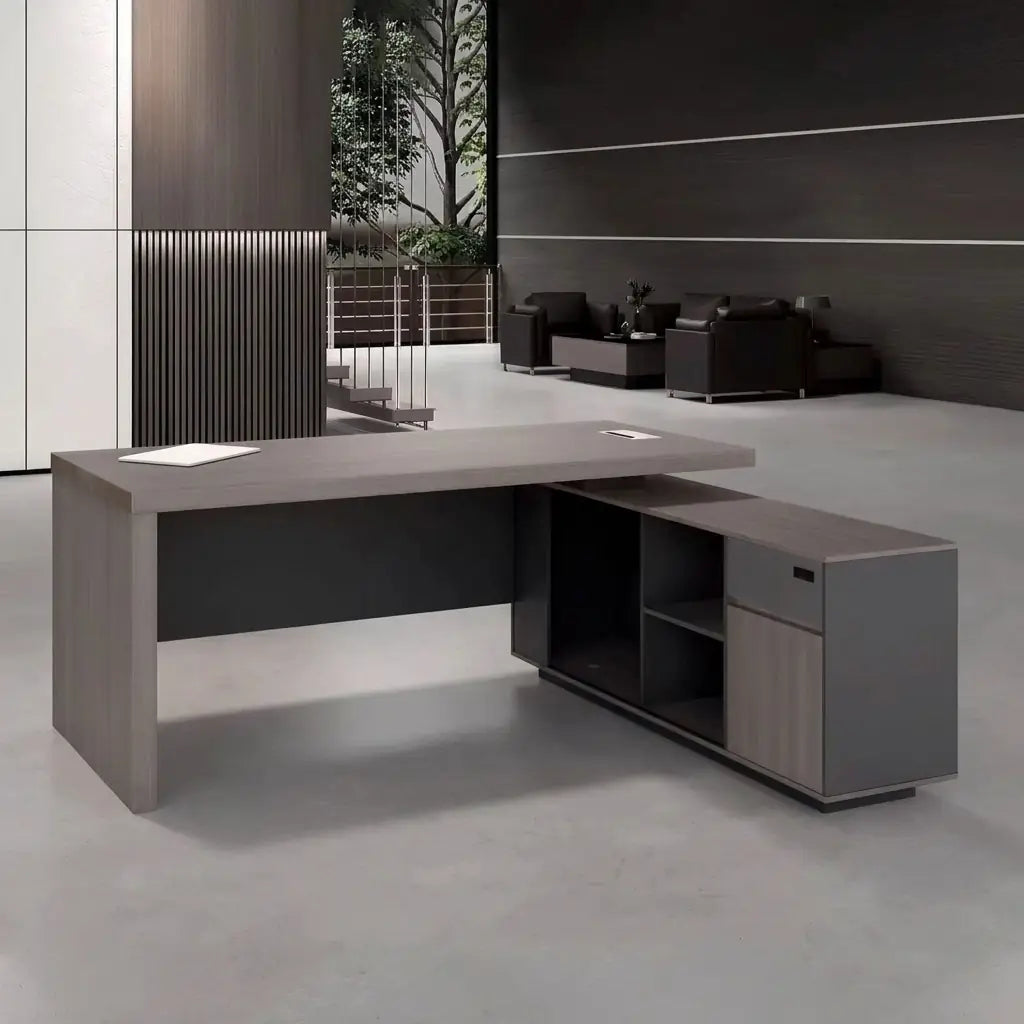 Mercer L-Shaped Executive Desk with Lockable Drawers