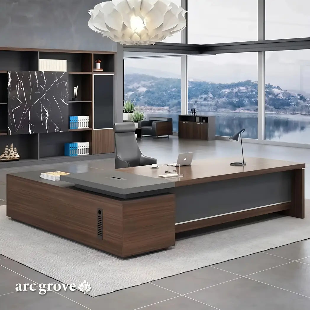 Hershey L-Shaped Executive Desk with Lockable Storage