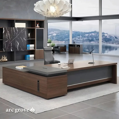 Hershey L-Shaped Executive Desk with Lockable Storage