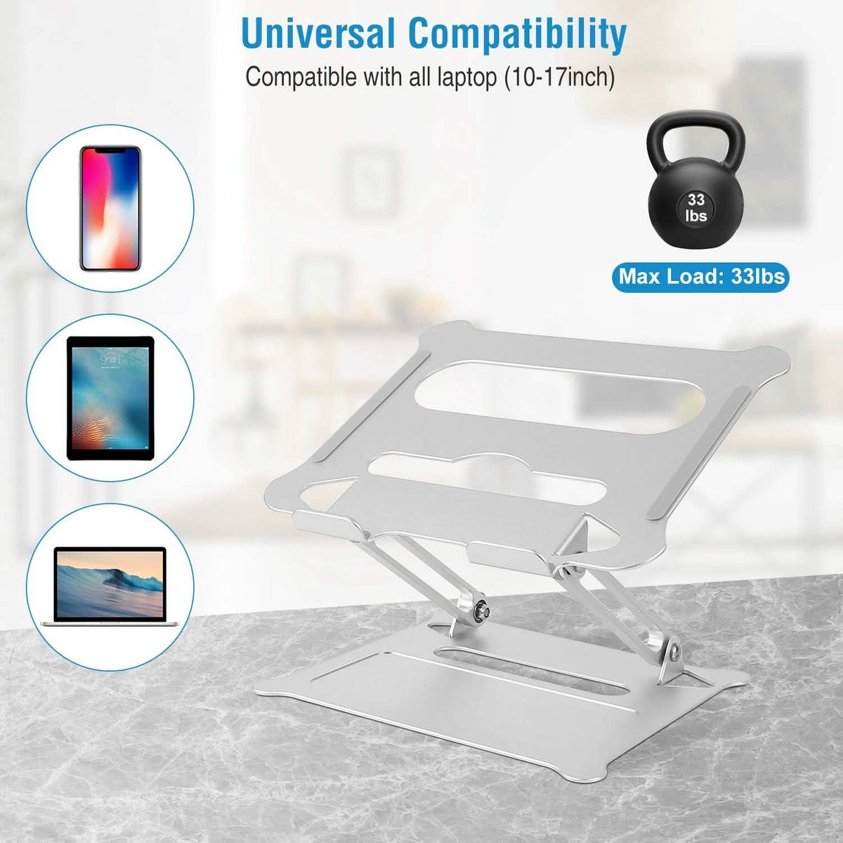 Adjustable Aluminum Laptop Stand with Ventilated Design