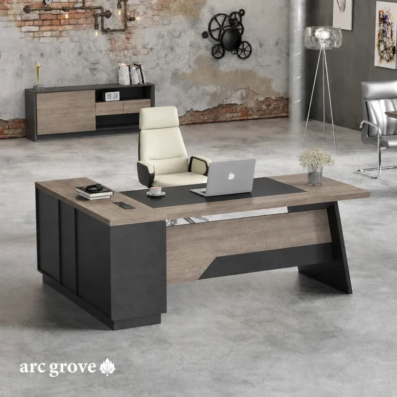 Linton L-Shaped Executive Desk with Storage