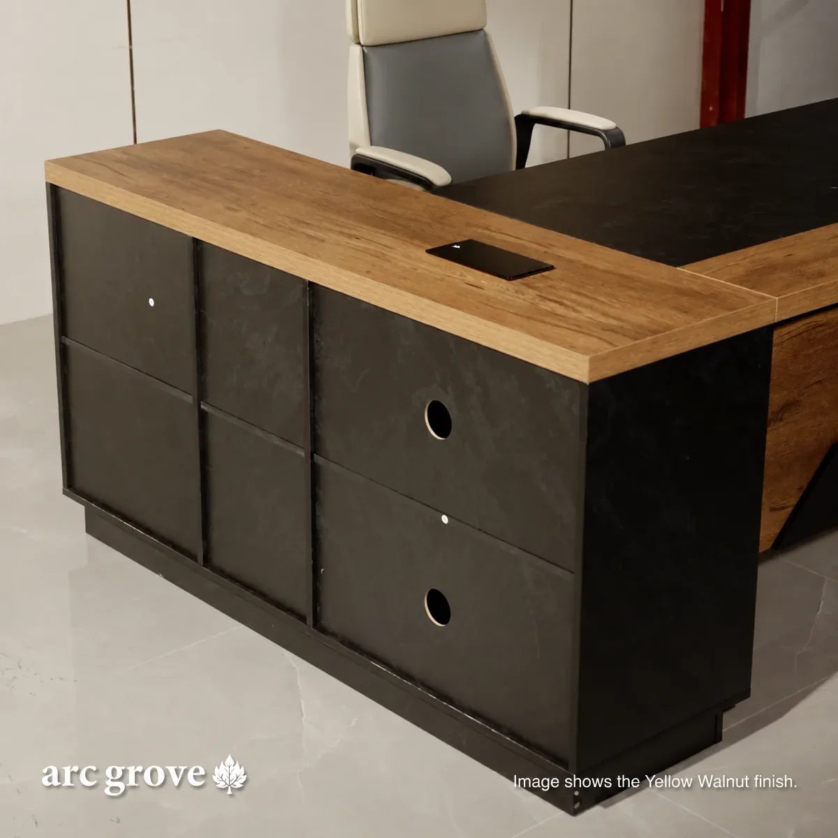 Linton L-Shaped Executive Desk with Storage