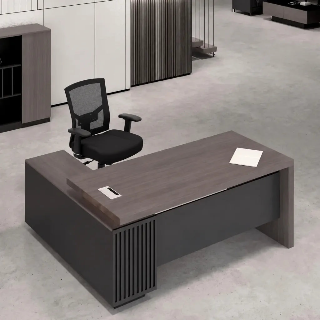 Mercer L-Shaped Executive Desk with Lockable Drawers
