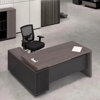Mercer L-Shaped Executive Desk with Lockable Drawers